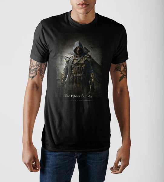 Elder Scrolls Archer Character Black Graphic Print T-shirt