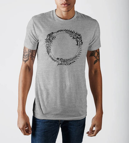 Elder Scrolls Infinity Loop Dragon Heather Grey Graphic Print T-shirtElders Scrolls - MERCHMILLA, Official nerd Merch lives here