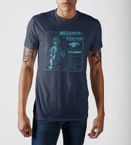 Capcom MegaMan Stylish Digital Graphic Print Navy Blue T-shirtCapcom - MERCHMILLA, Official nerd Merch lives here