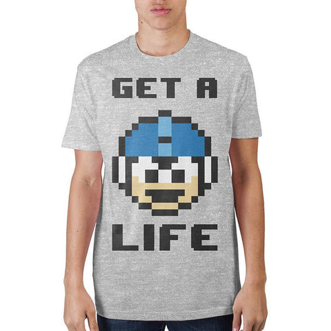 Mega Man Get A Life Grey T-ShirtCapcom - MERCHMILLA, Official nerd Merch lives here