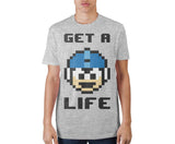 Mega Man Get A Life Grey T-ShirtCapcom - MERCHMILLA, Official nerd Merch lives here