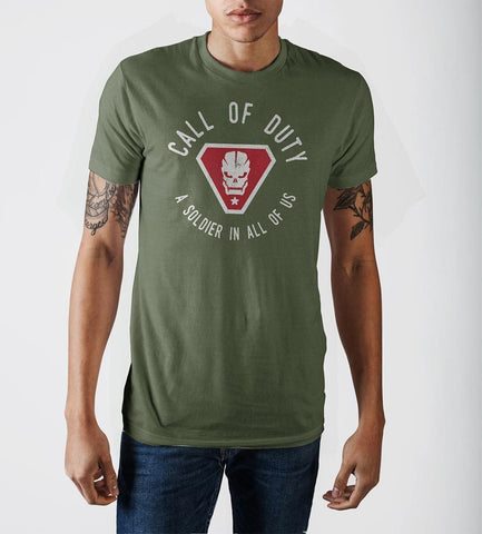 Call of Duty A Solider In All Of Us Vintage Skull Badge Military Green Soft Hand Print T-shirtCall of Duty - MERCHMILLA, Official nerd Merch lives here