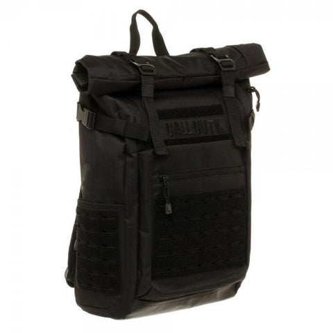 Call of Duty Black Military Roll Top Backpack with Laser Cuts